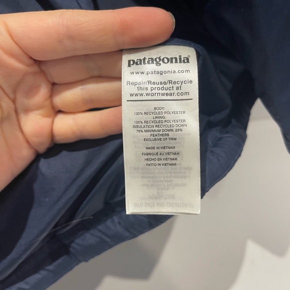 $229 Patagonia real Down 600 fill With It ski puffer jacket Sunken Blue Small - Picture 11 of 16